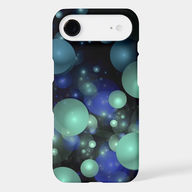 Blue and Green 3d Bubble Abstract Art Over Black Case-Mate iPhone Case (Back)