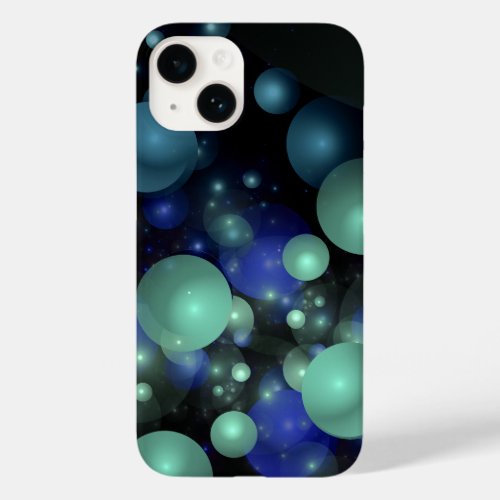 Blue and Green 3d Bubble Abstract Art Over Black Case_Mate iPhone 14 Case