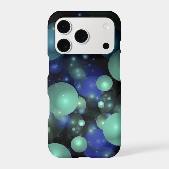 Blue and Green 3D Bubble Abstract Over Black Case-Mate iPhone Case (Back)