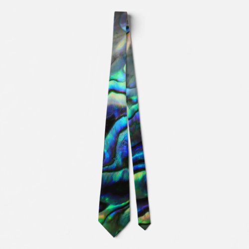 Blue and green abalone seashell design neck tie