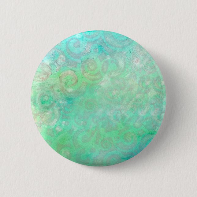Blue and Green Abstract Art Button (Front)