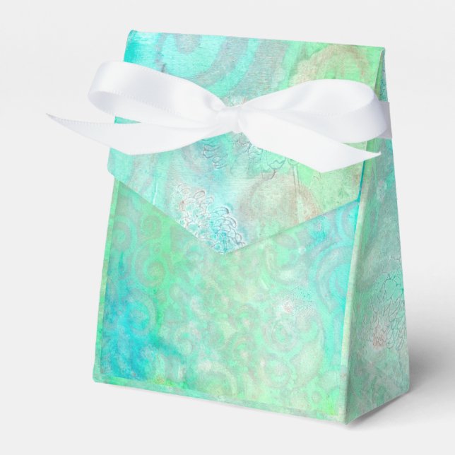 Blue and Green Abstract Art Favor Boxes (Front Side)
