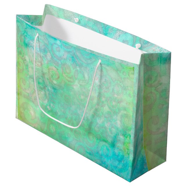 Blue and Green Abstract Art Large Gift Bag (Front Angled)