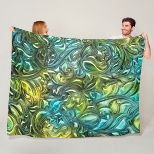 Blue and Green Abstract Design Fleece Blanket