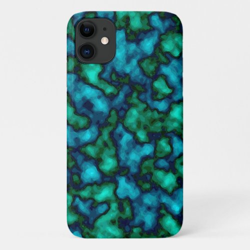 Blue and Green Abstract Pattern iPhone 11 Case