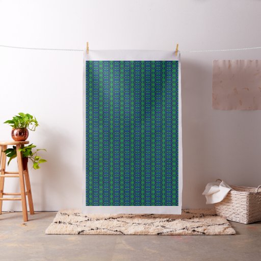 Blue and Green Abstract Pattern Fabric