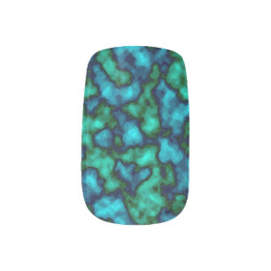 Blue and Green Abstract Pattern Minx Nail Art