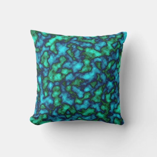 Blue and Green Abstract Pattern Outdoor Pillow