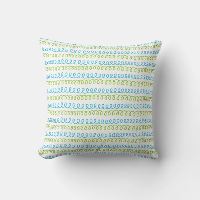 Blue and Green abstract pattern Throw Pillow (Front)