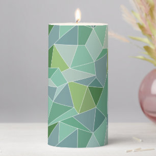 Blue and Green Abstract Sea Glass Pillar Candle