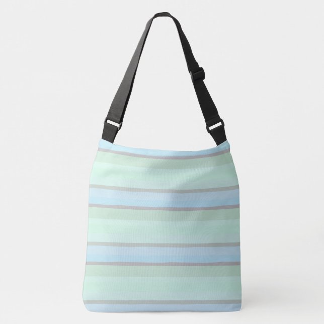 Blue and Green Abstract Stripes Crossbody Bag (Front)
