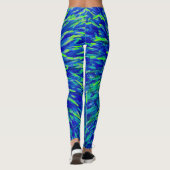 Blue and Green Abstract with Personalized Name Leggings (Back)