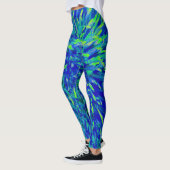 Blue and Green Abstract with Personalized Name Leggings (Left)