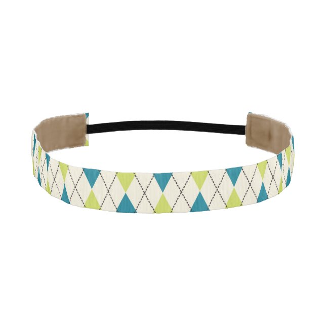 Blue And Green Argyle Athletic Headband (Front)