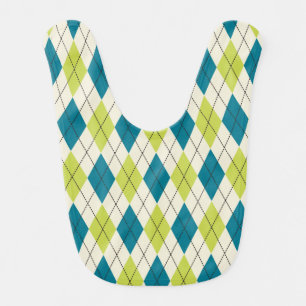Blue And Green Argyle Baby Bib