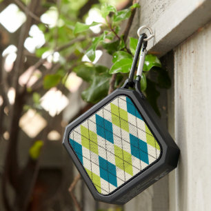 Blue And Green Argyle Bluetooth Speaker