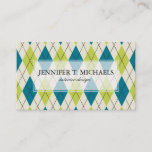 Blue And Green Argyle Business Card