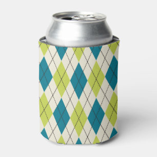 Blue And Green Argyle Can Cooler