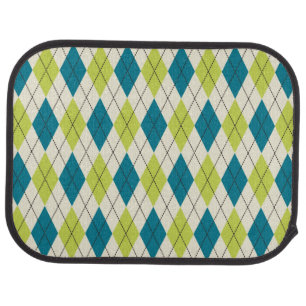 Blue And Green Argyle Car Floor Mat