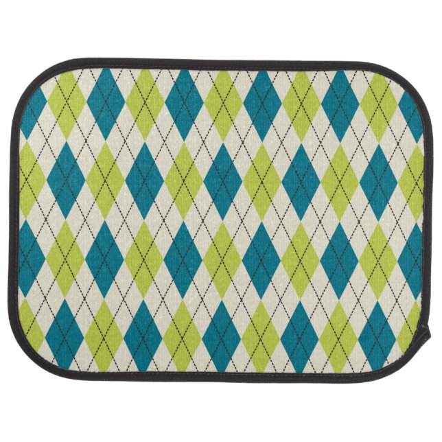 Blue And Green Argyle Car Floor Mat (Rear)