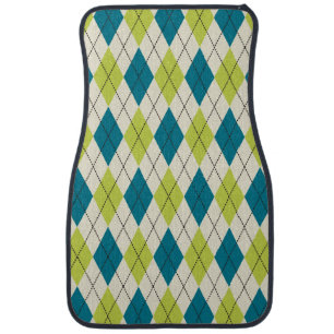 Blue And Green Argyle Car Mat
