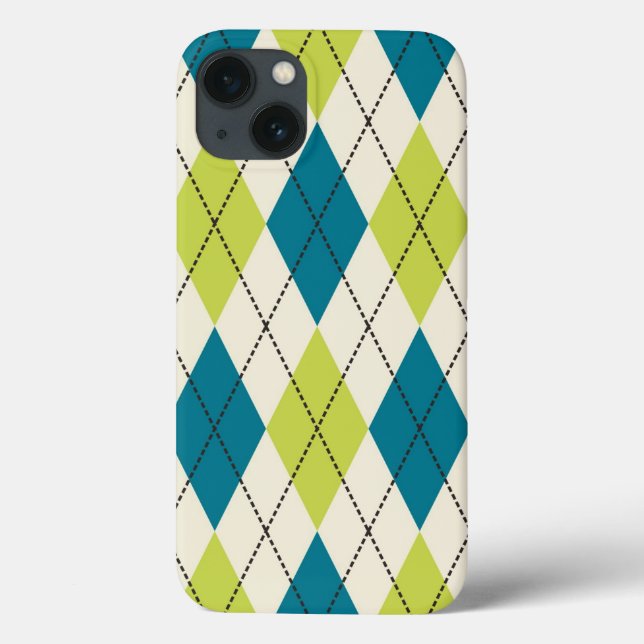 Blue And Green Argyle Case-Mate iPhone Case (Back)