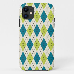 Blue And Green Argyle iPhone 11 Case