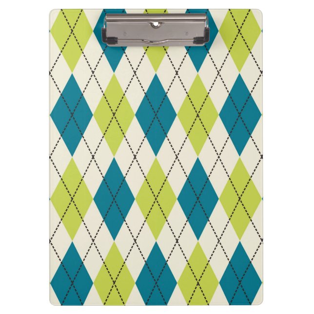 Blue And Green Argyle Clipboard (Front)