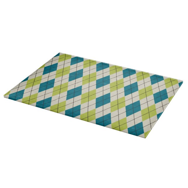 Blue And Green Argyle Cutting Board (Corner)