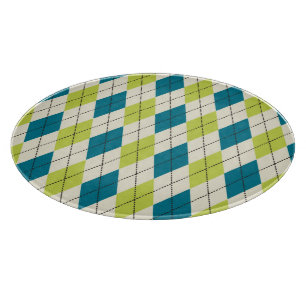 Blue And Green Argyle Cutting Board