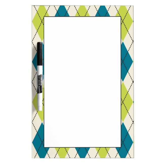 Blue And Green Argyle Dry-Erase Board (Front)