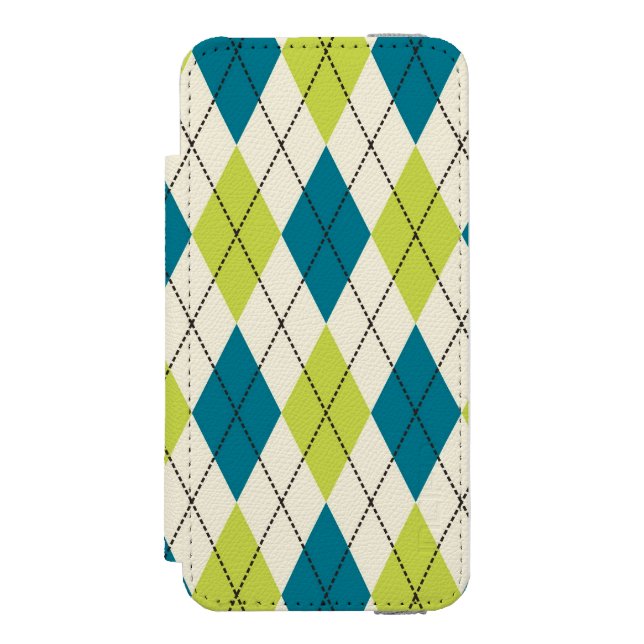 Blue And Green Argyle Incipio iPhone Wallet Case (Folio Front)