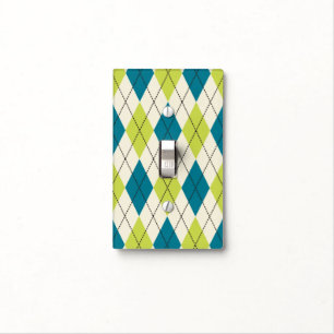 Blue And Green Argyle Light Switch Cover