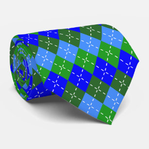 Blue and Green Argyle Men's Fashion Neck Tie