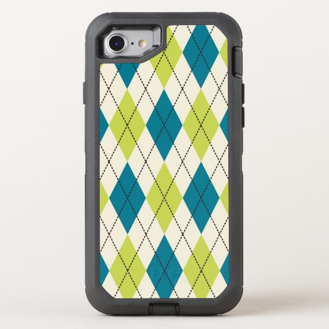 Blue And Green Argyle Otterbox iPhone Case (Back)