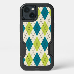 Blue And Green Argyle iPhone 13 Case