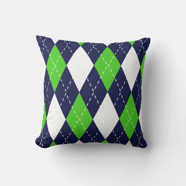 Blue and Green Argyle Pattern Pillows (Front)