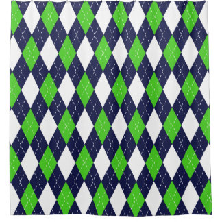 Blue and Green Argyle Pattern Shower Curtain