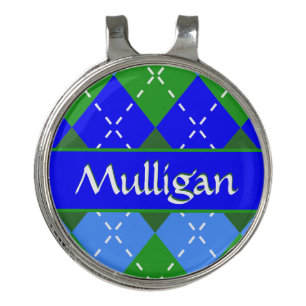 Blue and Green Argyle Preppy Golfing Personalized Golf Hat Clip