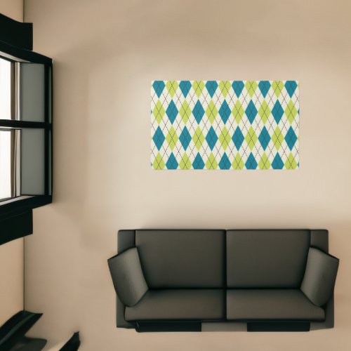 Blue And Green Argyle Rug