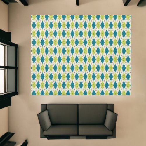 Blue And Green Argyle Rug