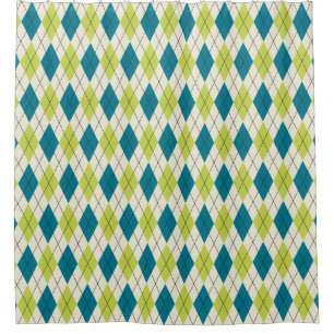 Blue And Green Argyle Shower Curtain