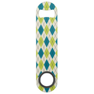 Blue And Green Argyle Speed Bottle Opener