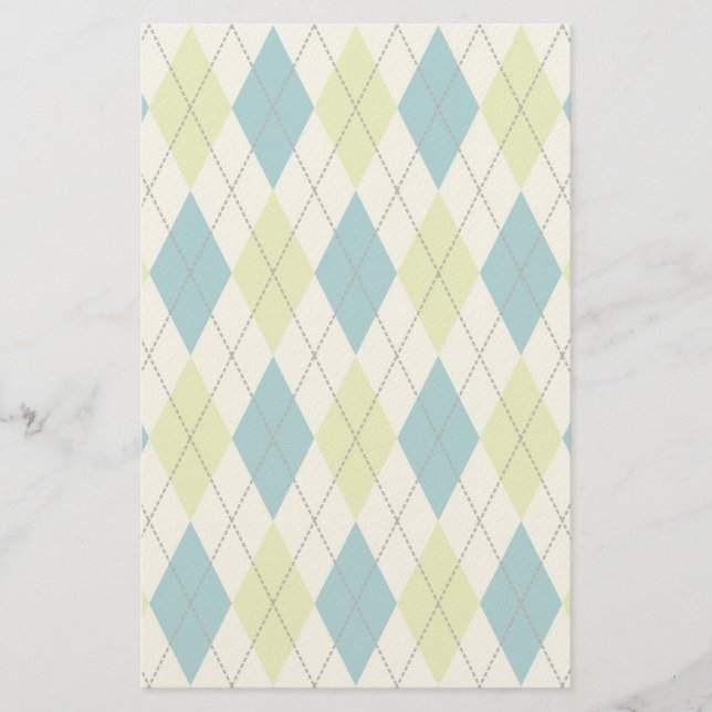 Blue And Green Argyle Stationery (Front)