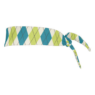 Blue And Green Argyle Tie Headband