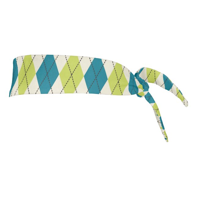 Blue And Green Argyle Tie Headband (Rotate 90)
