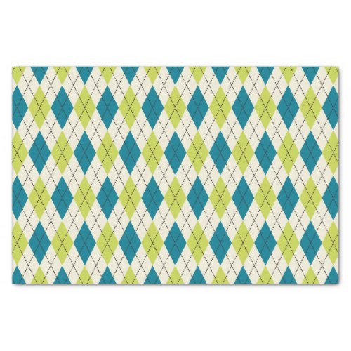 Blue And Green Argyle Tissue Paper