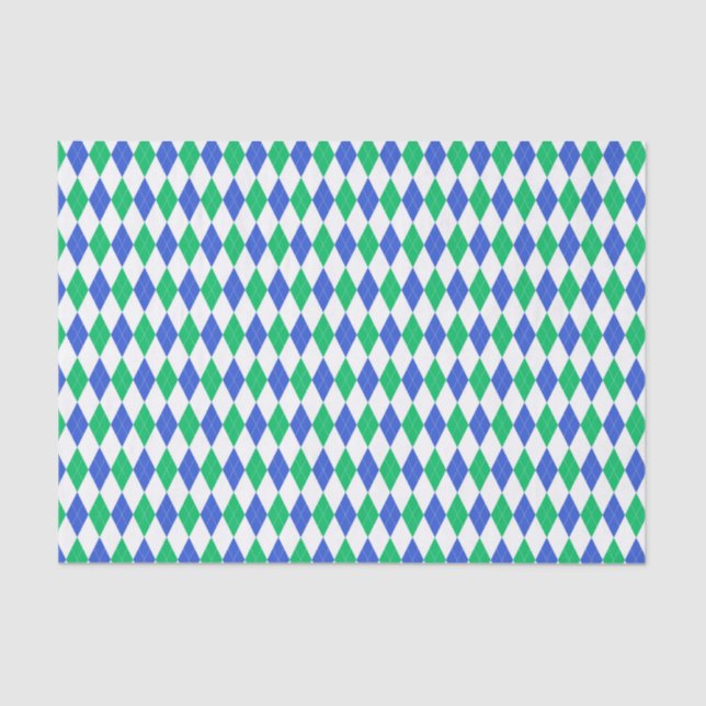 Blue and Green Argyle Tissue Paper (Front)
