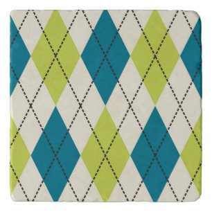 Blue And Green Argyle Trivet