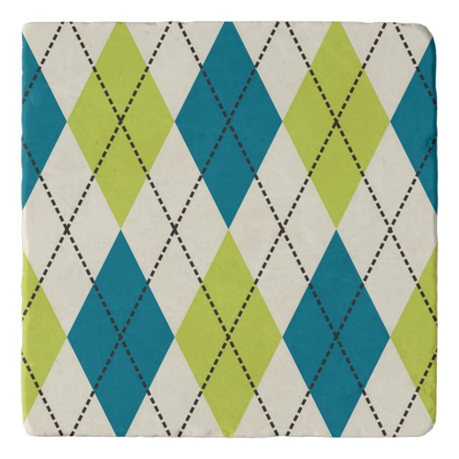 Blue And Green Argyle Trivet (Front)